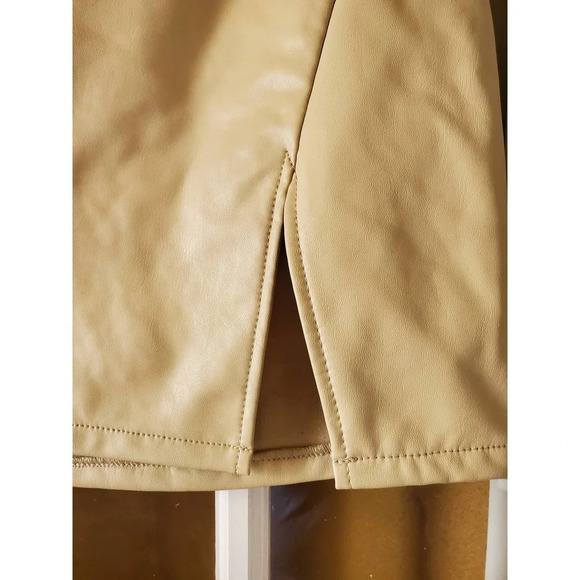 REWASH | Womens Pleather Vegan Tan Slit Skirt Size Medium NWT - Picture 2 of 6